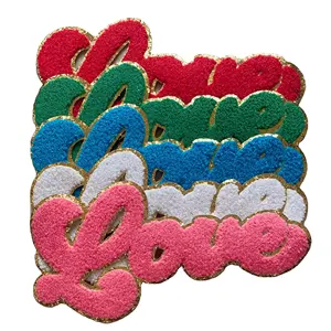 New English Letter LOVE Towel Embroidery Patch Clothing Accessories Getteli Gold Edge LOVE Embroidery Fabric Patch