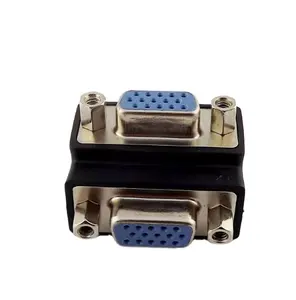 Adaptador de conector VGA SVGA hembra a hembra de ángulo recto de 90 grados de 15 pines