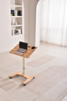 Escritorio de ordenador de madera de altura ajustable de diseño moderno, elevador neumático, muebles de vidrio convenientes para el hogar, balcón, oficina, estudio