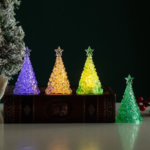 Mini Christmas <b>Tree</b> Decorations Transparent Crystal Night <b>Lights</b> <b>Led</b> Glowing Ornament For Christmas Decoration Props - Product Image 1