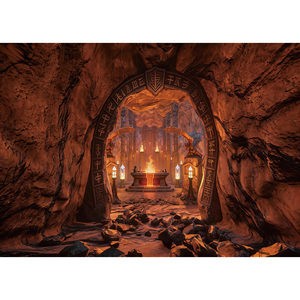 Décor de fond de temple souterrain fantastique, grotte de montagne mystérieuse, château ancien, donjon, décorations de fête - Product Image 1