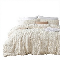Ensemble de housse de couette bohème élégante, douce, confortable et respirante, avec taies d'oreiller, taille Queen, beige, pour chambre à coucher, 3 pièces