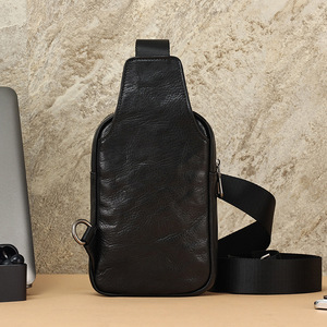 Joyir Sac de poitrine en cuir véritable pour homme, grande capacité, double fermeture éclair, sac à bandoulière pour cyclisme en plein air, pour un usage quotidien - Product Image 4