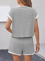 Grosir kustom merek musim panas wanita Jumpsuit kasual bergaris celana pendek serut dapat diatur Tank Top Romper