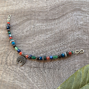 Chaîne de broche classique rétro à 2 rangs en lapis-lazuli avec onyx vert, collier viking, bijoux celtiques, bijoux tribaux, cadeau bleu pour <span class=keywords><strong>vous</strong></span> - Product Image 5