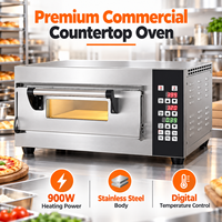 Four électrique de table commercial 900W à commande numérique en acier inoxydable, four de cuisson à porte simple, garantie 3 ans pour boulangerie-café, neuf