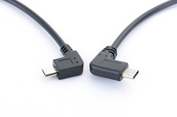 Kabel OTG Hitam Micro USB3.1 Sudut 90 Derajat 3A Pengisian Cepat Data untuk Kamera Earphone Kabel Micro USB Tipe C Berjaring