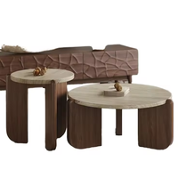 Direct From Stock Table basse en bois massif au design unique et moderne Table ronde en pierre Table centrale pour le salon