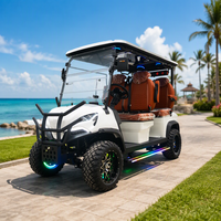 Voiturette de golf électrique 4 places avec pare-chocs avant, buggy de golf tout-terrain surélevé avec éclairage d'ambiance RGB pour usage commercial