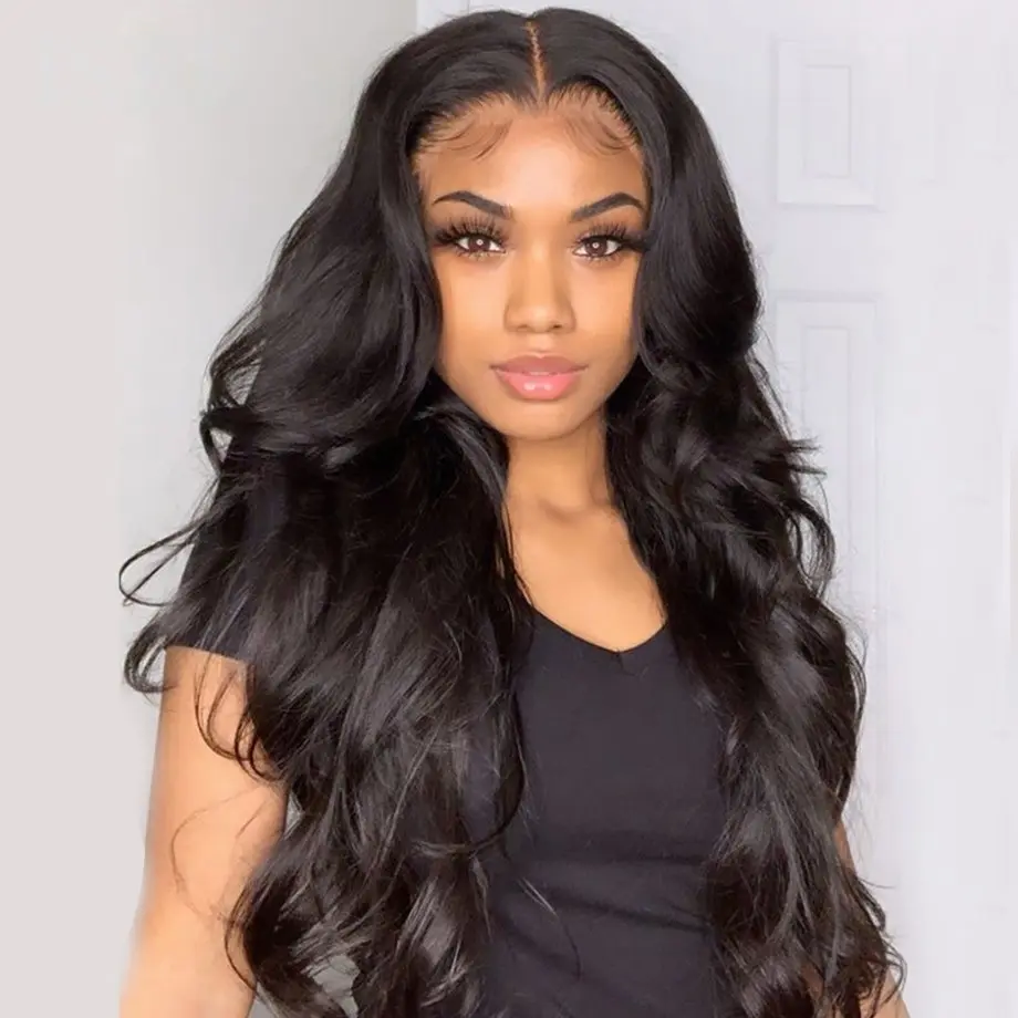 Wholesale 4x4 13x4 130% 150% 180% Density Pre Plucked Body Wave Raw Indian Hair Unprocessed Lace Closure Wig