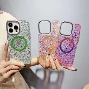 2024 nuevo lanzamiento brillo carga inalámbrica funda magnética para teléfono móvil para Samsung S24 FE S24 Ultra A06 A16 Z FLIP 6 exposy - Product Image 3