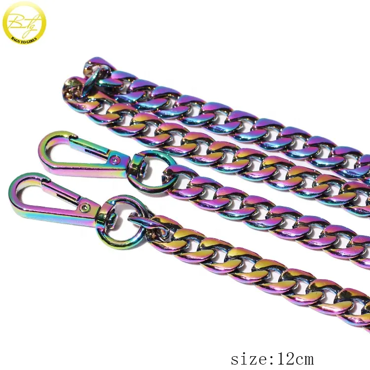 Hot selling handbag parts rainbow chain accessory wallet handle metal chains for decoration