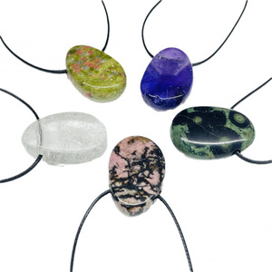 Collar con Colgante de Cristal <span class=keywords><strong>Brasileño</strong></span> Natural en Forma de Lágrima: Joyería de Cristal Curativa Unisex para Cordón de Cuero - Product Image 2