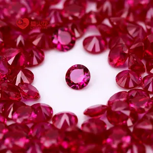 Grosir 5 # ruby merah semua ukuran longgar bulat brilian cut #5 merah buatan korundum sintetis batu ruby