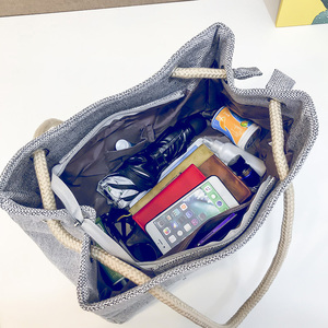 <span class=keywords><strong>2022</strong></span> le più nuove borse tote borsa tote in tela di grande capacità borsa Tote in corda di canapa Casual all'aperto con cerniera per le donne - Product Image 3