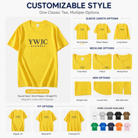 T-shirt Homme Personnalisé YWJC GARMENT – Vente en Gros, Logo Personnalisé, Coton Polyester 180G, Coupe Ample, Manches Longues, Col Rond, Couleur Unie Jaune, Respirant