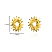 Anting Bunga Hati Emas Prancis EH148, Anting Baja Anti Karat Berlapis Emas 18K, Manset Telinga Geometris untuk Wanita Mewah