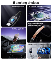 Yesido kabel Data 1.2 Meter 18W, USB ke tipe-c ulir fleksibel CarPlay berlaku paduan seng CA135C