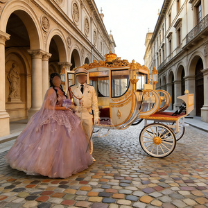 Carruaje de Lujo Clásico de Estilo Europeo sin Caballos, de Cuatro Ruedas, para Recepciones y Eventos - Product Image 5