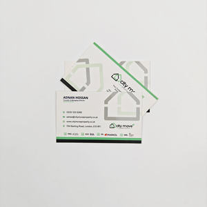Cartes de visite et cartes postales de luxe en papier couché écologique, imprimées en sérigraphie 1 couleur, logo personnalisé, forme triangulaire pour salutation - Product Image 5