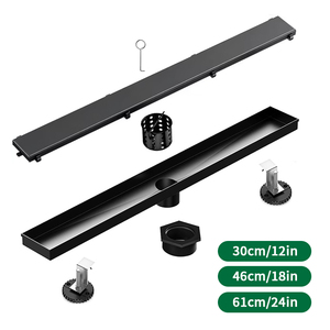 Pano.V Custom Size 2-in-1 Tile Insert 304 Stainless Steel Black <b>Linear</b> Shower <b>Drain</b> for Bathroom - Product Image 2