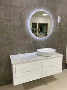 Luxury Bathroom Cabinet Set Modern European PVC Bathroom Basins And Vanities