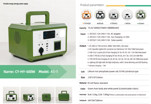 Generador Solar Portátil E-NiCE de 600W con 4 Puertos USB para Camping, Viajes y Uso Doméstico de Respaldo, Salida de Onda Sinusoidal Pura A1-1 - Product Image 5