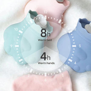 Nouvelle bouteille d'eau chaude en silicone double usage pour la maison, design mini patte de chat de dessin animé, ours, à remplir d'eau chaude - Product Image 5
