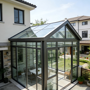 Véranda moderne en verre, extérieur en aluminium, verre trempé, quatre saisons, <span class=keywords><strong>solarium</strong></span>, double vitrage trempé, double vitrage Low-E 6063 - Product Image 2