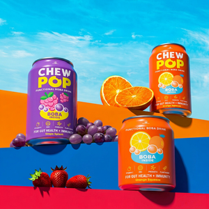 Ready to Drink Prebiotic <b>boba</b> drink Mango Strawberry Orange - Product Image 1