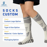 Chaussettes de compression sportives d'hiver pour le ski, hauteur genou, en mélange de coton tricoté avec design personnalisé pour le ski et les entraînements de basketball