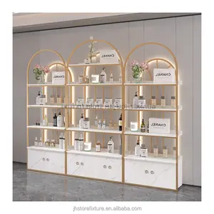 Factory Hot Sale Hair Salon Shelves Cosmetic Display Stand With Cabinet And Light Window Display Cosmetic Shelf Display Rack