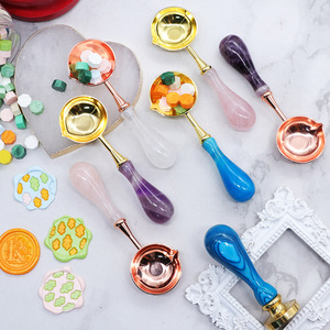 Timbro sigillo di cera cristallo personalizzato manico Vintage adesivo sigillo di cera timbri maniglia Set di sigilli timbro di cera - Product Image 4