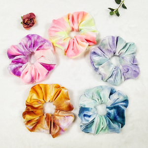 SongMay Tie Dye Scrunchies per capelli per le donne Scrunchies <span class=keywords><strong>velluto</strong></span> per capelli classico elastico spesso Scrunchy fasce per capelli cravatte 14cm - Product Image 1