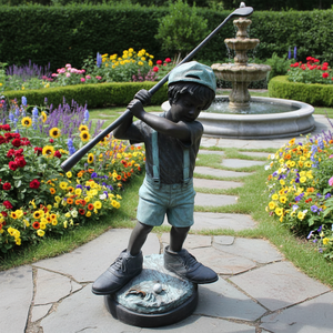 Decoración de jardín de artesanía de metal pequeño golfista estatua jim davidson esculturas de bronce - Product Image 1