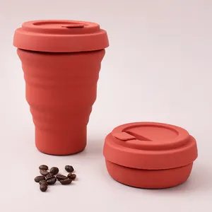 屋外カスタムロゴカラーエコフレンドリーポータブルカップ再利用可能なコーヒーカップ折りたたみ折りたたみ旅行飲用折りたたみ式シリコン