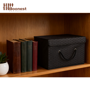 Boonest Black Houndstooth, boîte <span class=keywords><strong>de</strong></span> rangement en tissu à rabat, grande capacité, pliable, pour vêtements, avec poignée en corde - Product Image 5