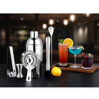 Vente Flash : Ensemble d'outils de bar en acier inoxydable (3/5/6/8/10 pièces) avec doseur à cocktail, cuillère à mélanger et pilon pour bars et hôtels