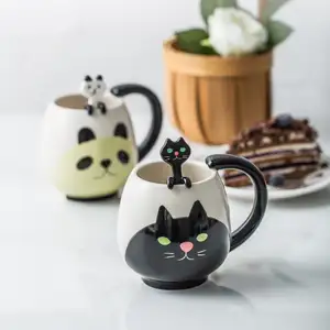 Großhandel niedlichen Schwein/Panda/Frosch/Katze unzerbrechlich benutzer definierte Sublimat ohne Griff Keramik Tee Kaffeetassen