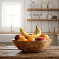 Promotieprijs Decoratieve massief teakhouten serveerschaal houten fruitschaal voor de keuken