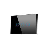 Interrupteur tactile 3 gangs 1 voie Tianlai Zigbee, norme américaine L Plus N 600W, finition blanc, noir, gris, doré, compatible Alexa Google Home