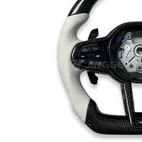 Volant en cuir blanc et fibre de carbone pour BMW F30 F10 G01 G20 G30 E70 E90 E92 M3 M4 M5 X3 X5 X6 Z4 G28 G29 G30 G80