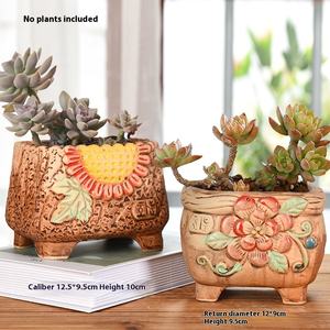 2pcs Korean-Style Hand Painted Porcelain Garden <strong>Cutti</strong> Pots Small Outdoor Flower Potted Plant Holder for Kids - Product Image 4