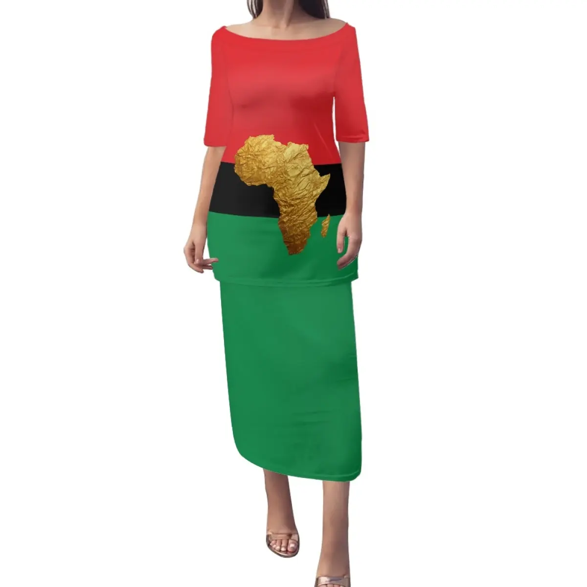 Venta al por mayor a granel Black Power mujeres vestido Moda Africana UNIA bandera diseño Sexy verano dos piezas falda conjunto para mujer elegante