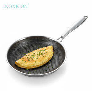 กระทะสเตนเลสรังผึ้งแบบนอนสติ๊กพร้อมฝาแก้วสำหรับเตาแม่เหล็กไฟฟ้า - Product Image 3