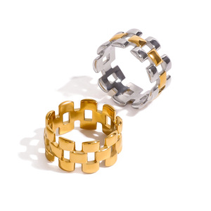 Geometric Square Hollow Ring 18k Stainless Steel Unisex Party Jewelry - Product Image 1