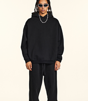 Ensemble sweat à capuche unisexe style américain automne/hiver, polaire épaisse 350g, coupe ample unie, poches zippées, broderie 3D, style sportif chaud