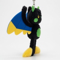 Porte-clés en peluche chat chauve-souris OEM ODM, pendentif de sac, faible MOQ, promotionnel, personnalisé, en tissu peluche doux à poils courts, monstre