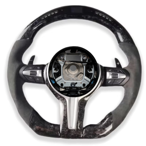 Volante de cuero de gamuza deportivo de fibra de carbono forjado LED para <span class=keywords><strong>BMW</strong></span> M3 M4 M5 E46 E90 E70 E71 F30 F10 F35 F22 F18 F07 F01 F15 - Product Image 4