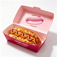 Boîte à hot-dogs personnalisée très vendue avec logo de marque, boîte en papier kraft blanc pour emballage de plats à emporter, vente en gros